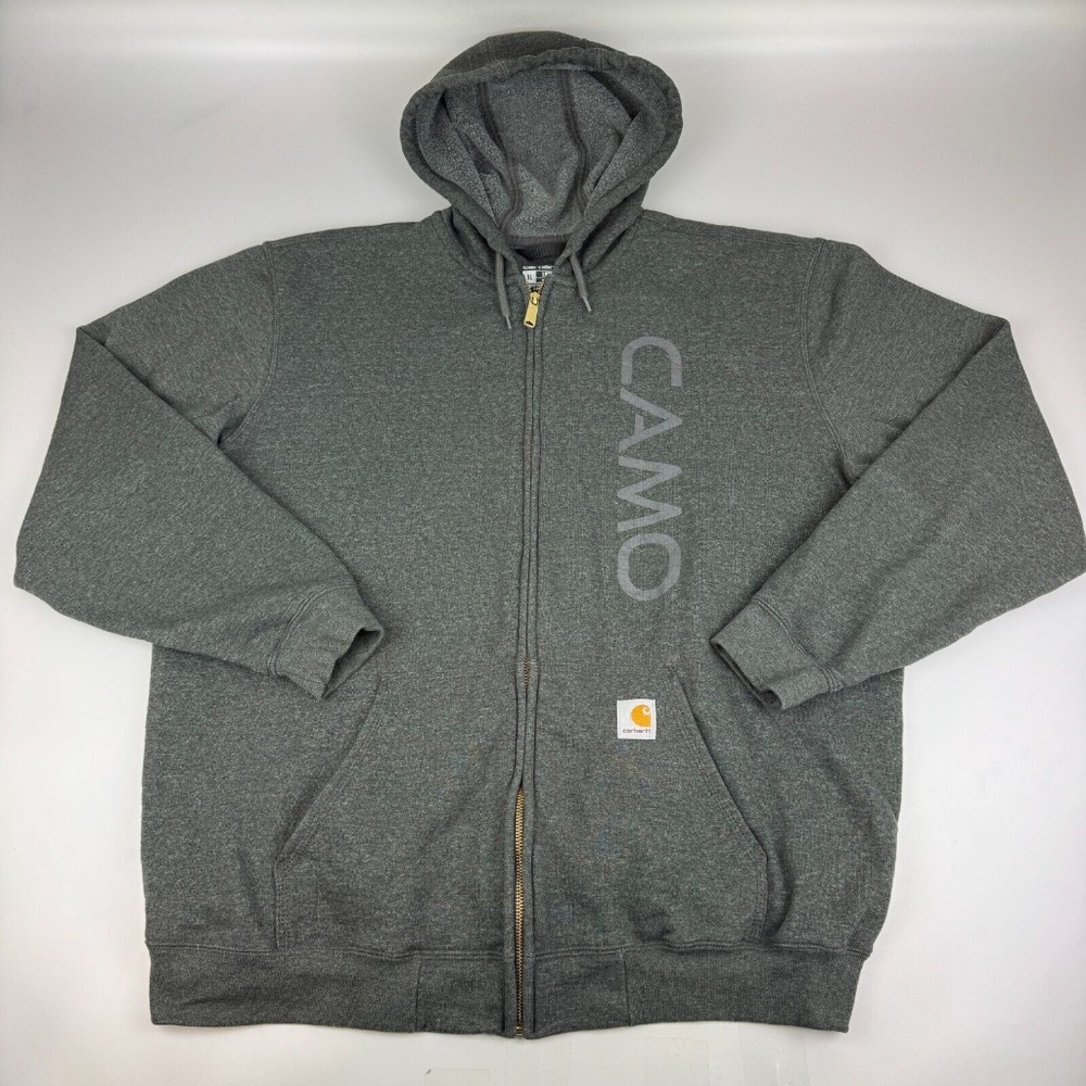 Carhartt Mens Size XL Loose Fit Full Zip Hoodie K122 026 Gray Camo ClipDrive